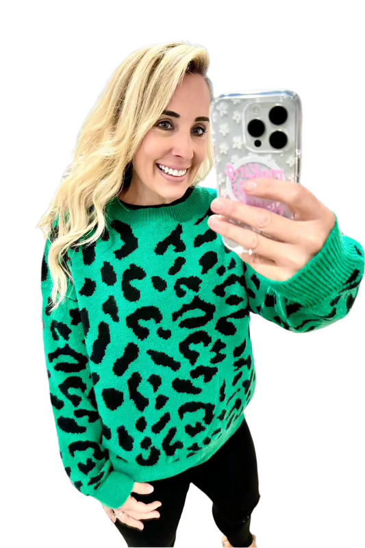 Green Leopard Knit