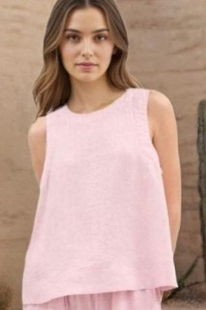 Freddie Linen Tank - Dusty Pink