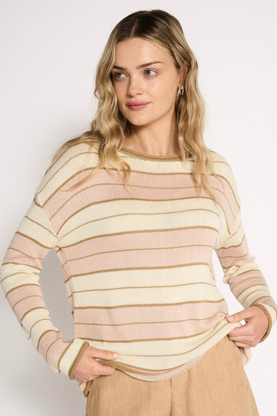 Solene Stripe Knit - Dusty Pink