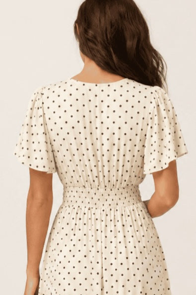 Polka Dot Pocket Dress- Cream/Choc