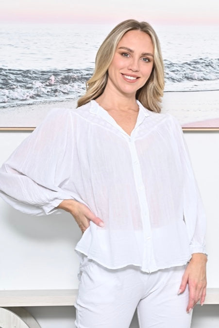 Clover Italian Cotton Shirt- White