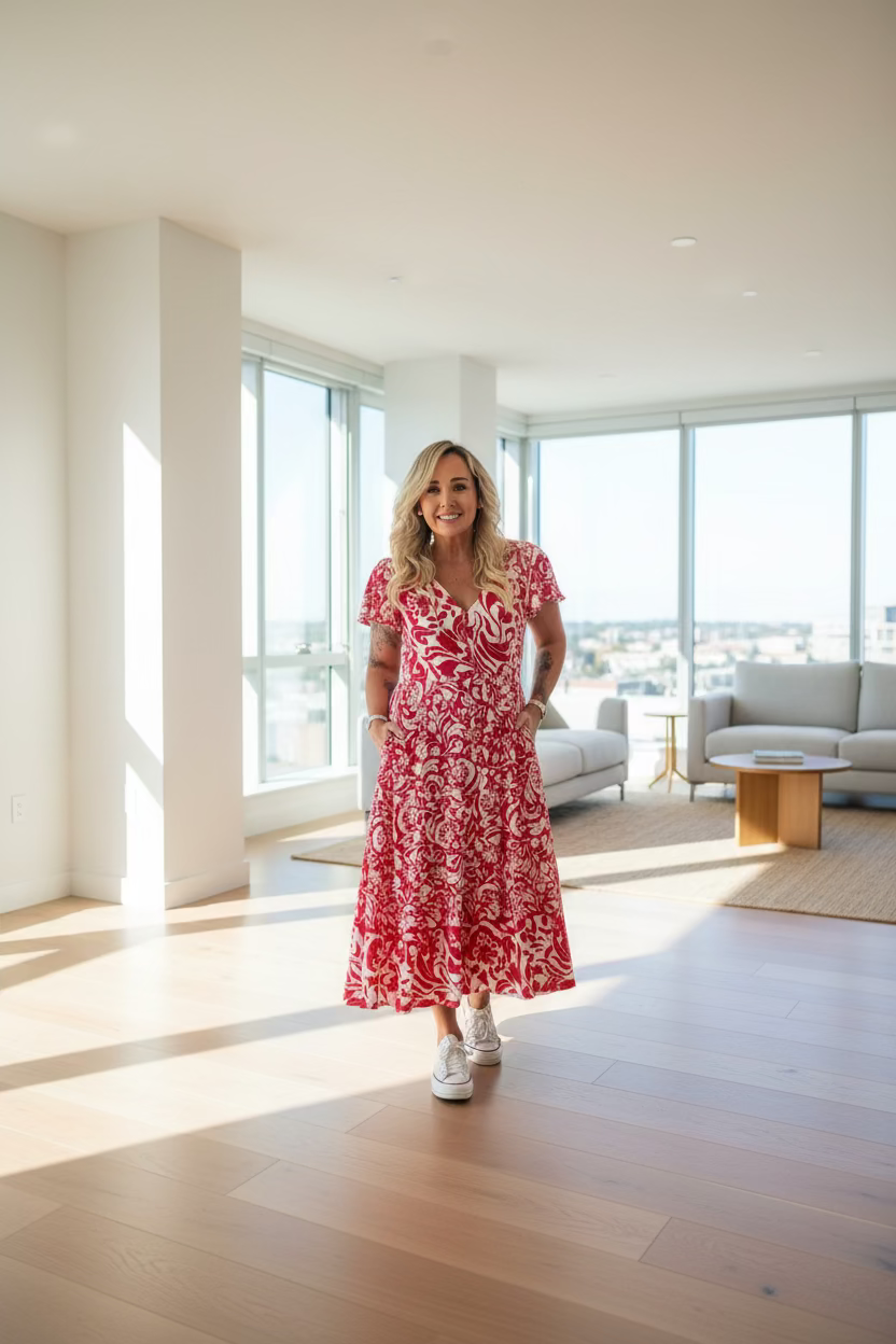 Aster Button Dress- Festive