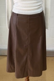 Vegan Charlie Skirt - Brown (PLUS BELT)