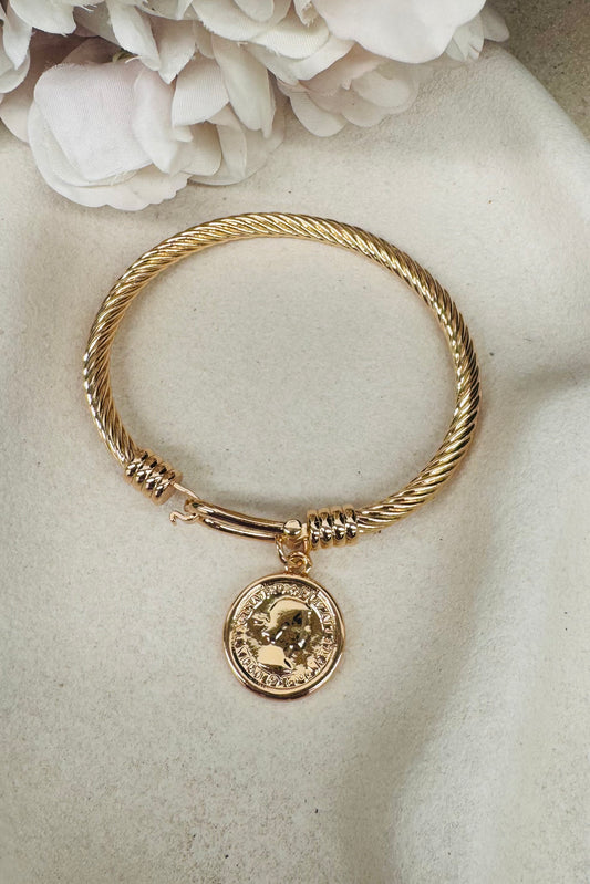 Rope Coin Bangle - Yellow Gold