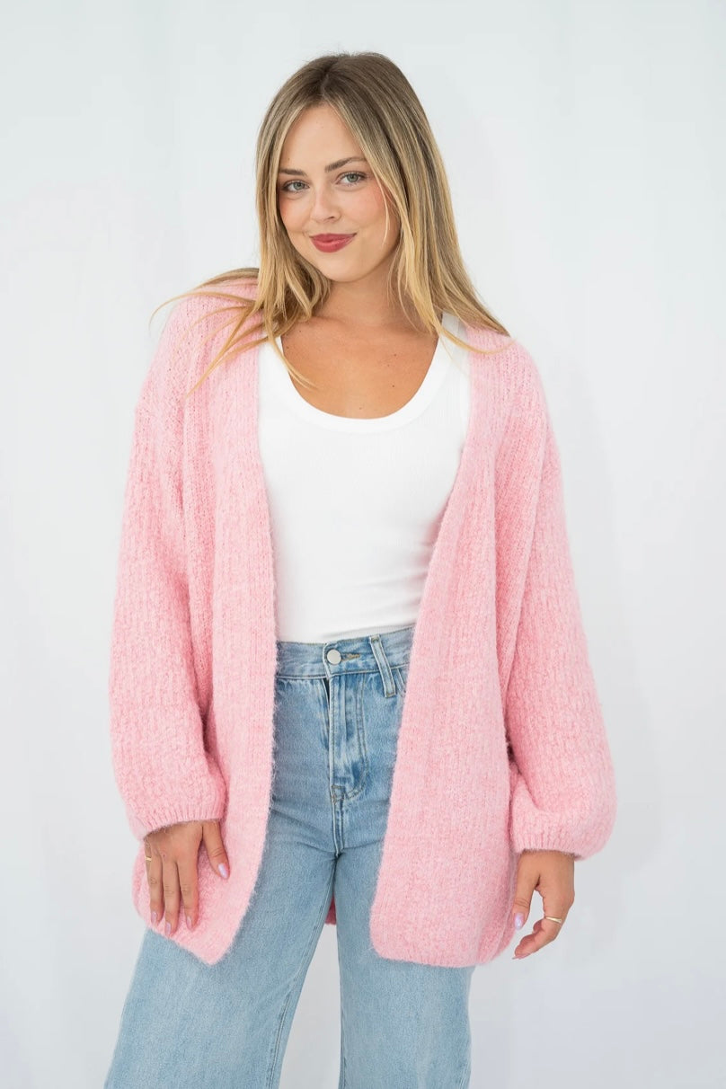 Soft Wool Blend Cardi - Pink