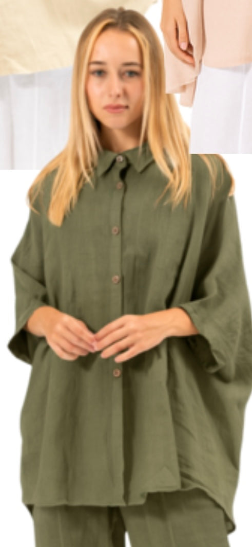 Linen Rusty Shirt - Khaki