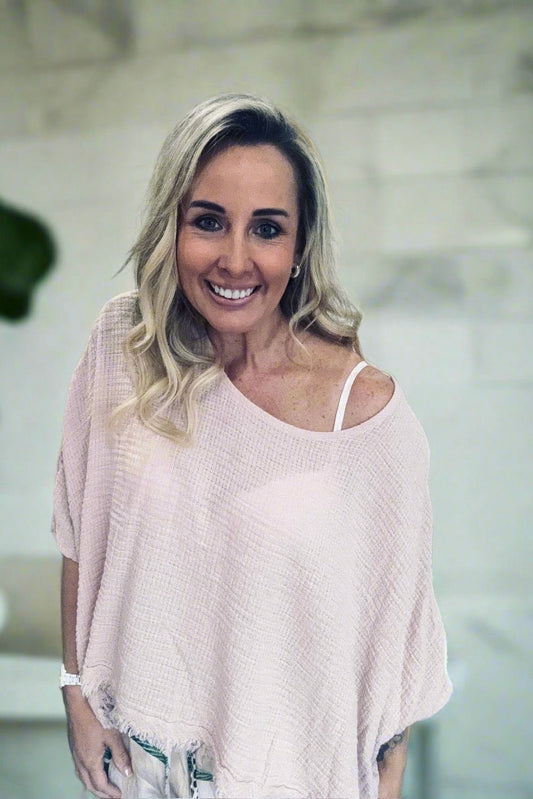 Linen Rosa Top- Rose Pink
