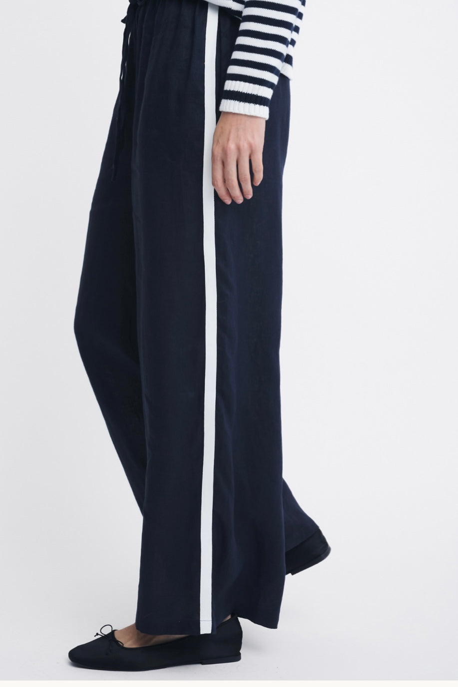 Linen Side Stripe - Navy