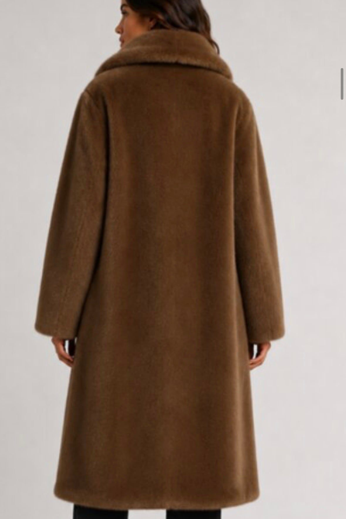 Faux Fur Long Coat- Mocha