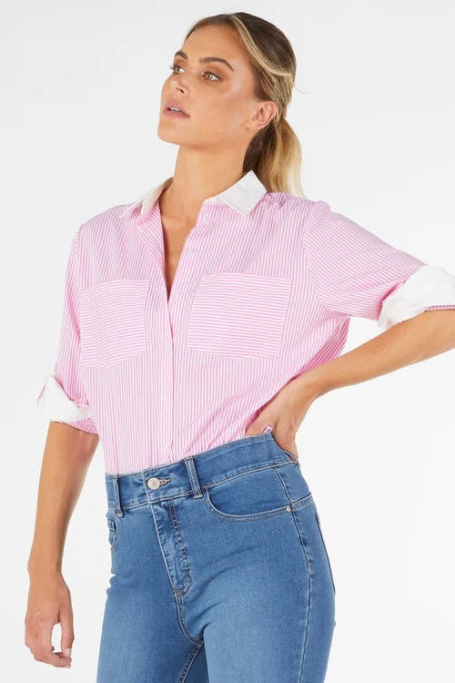 Heston Shirt - Pink Pinstripe