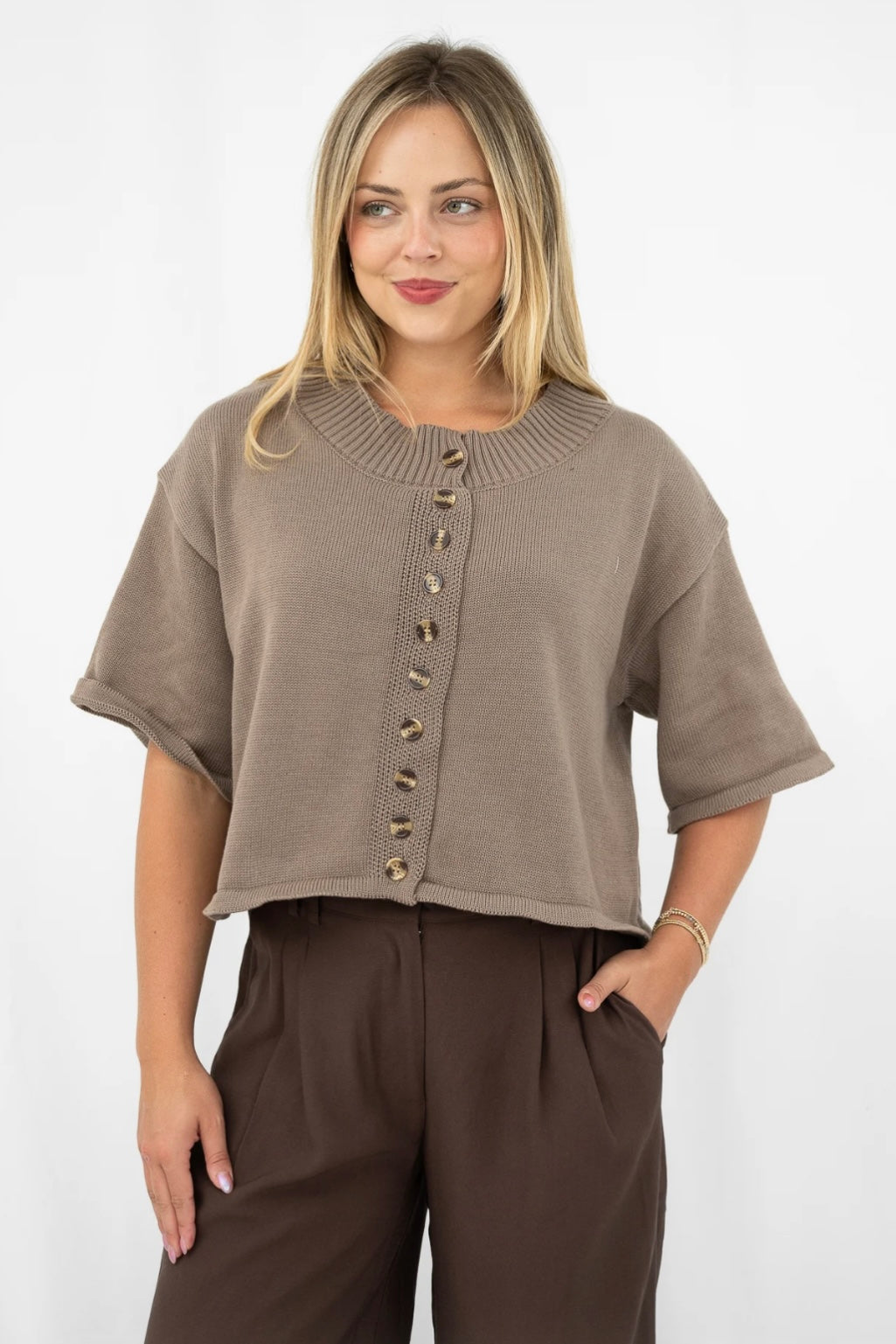 Surii Button Knit - Mocha
