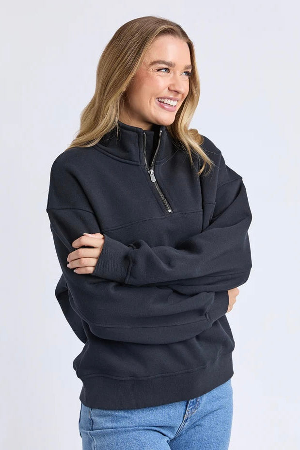 College Zip Crew- Black