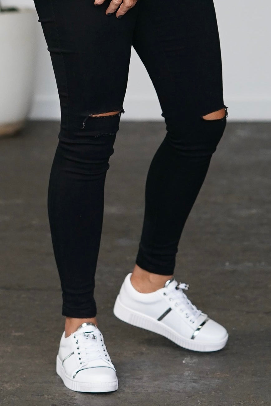 Brandy Leather Slip On- White