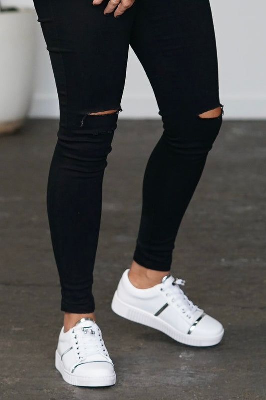 Brandy Leather Slip On- White