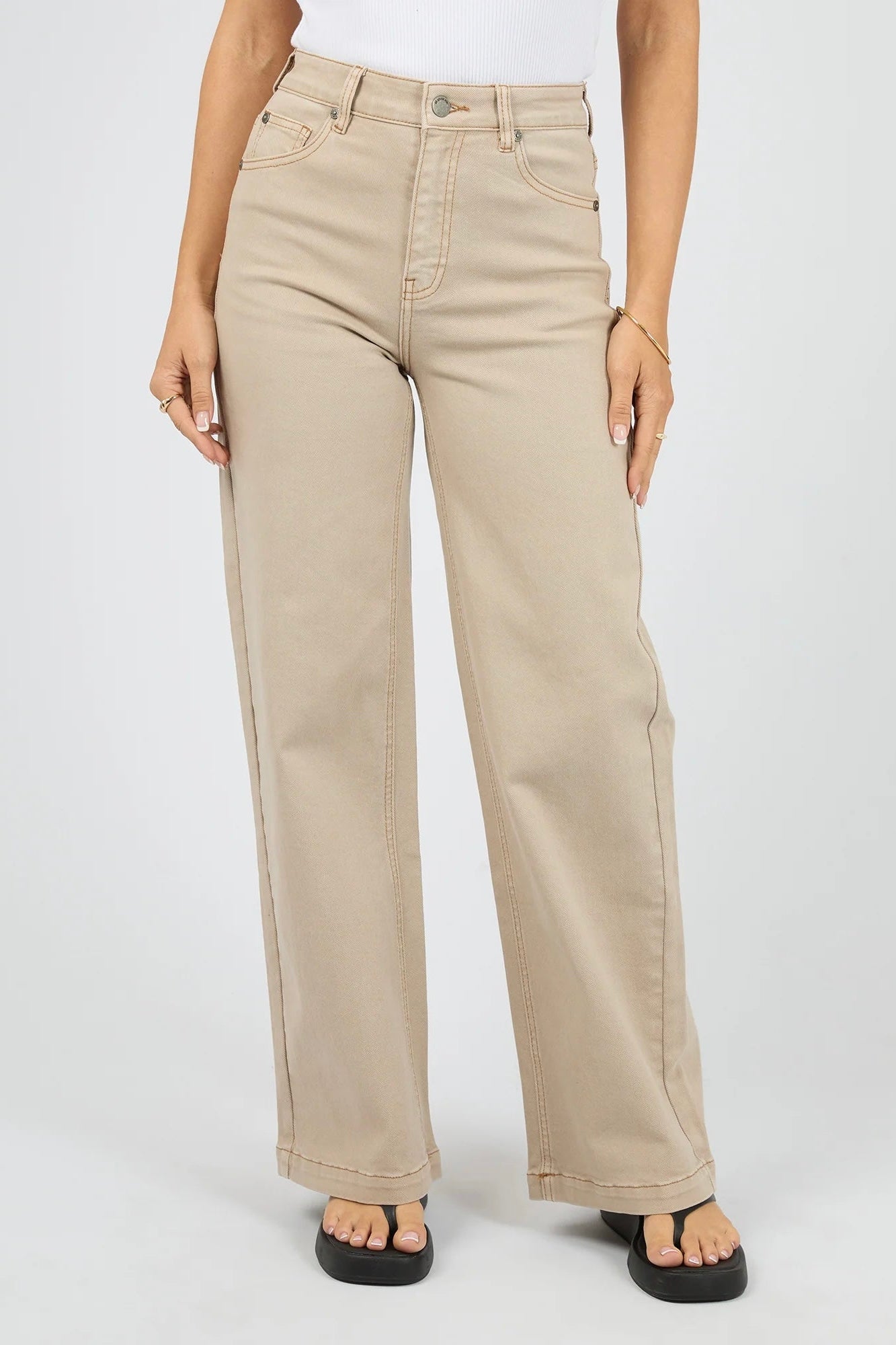 Jacqui Wide Leg Jean- Beige