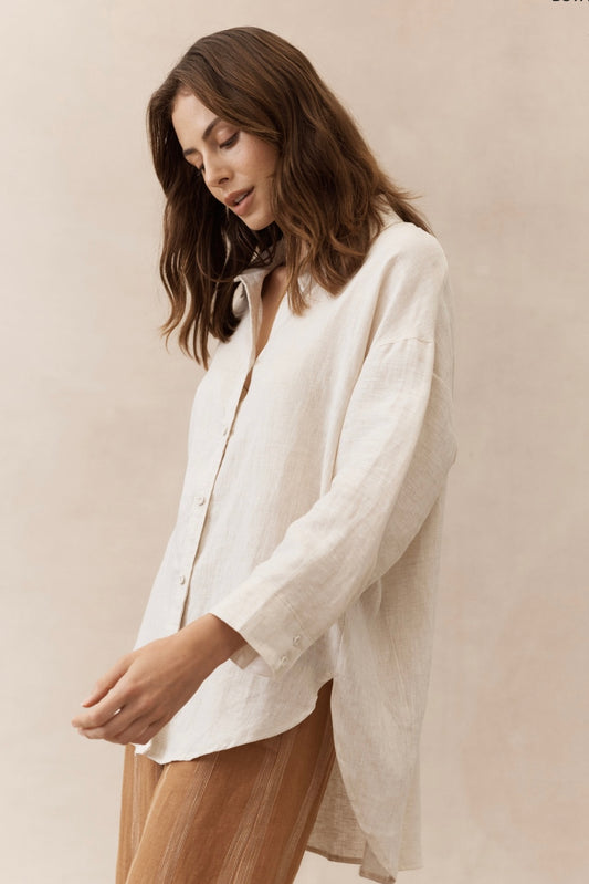 Boyfriend Linen shirt- Natural