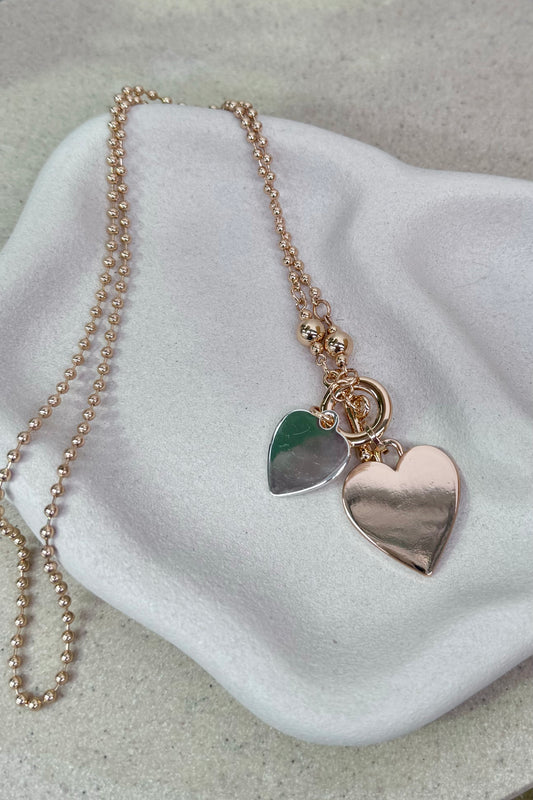 Twin Heart Necklace - Gold