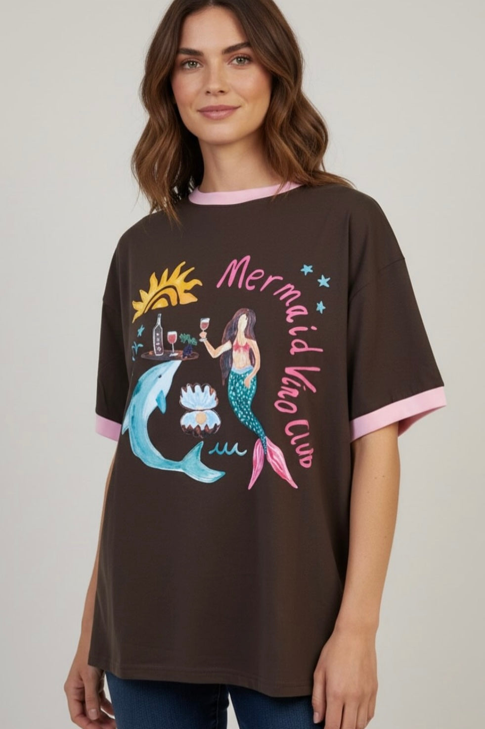 Frankie Mermaid Tee- Chocolate