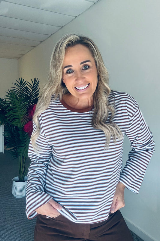 Drift Stripe Top- Brown