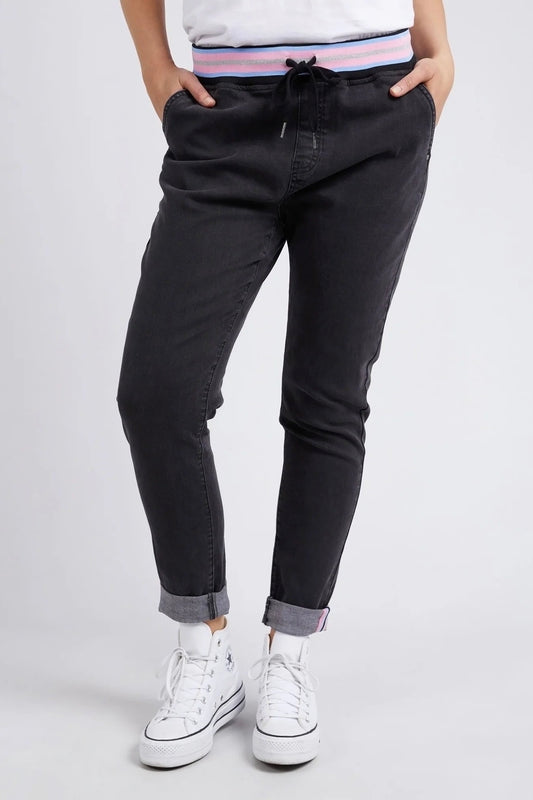 Melody Denim Jogger- Washed Black