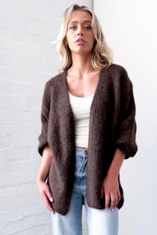 Soft Chocolate Woolblend Cardi