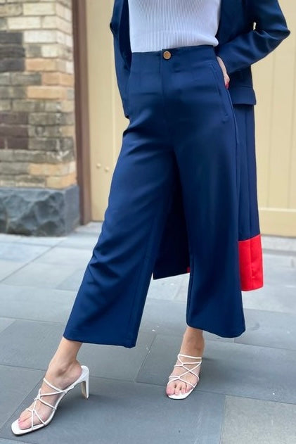 Wide Leg Dressy Pant- Navy