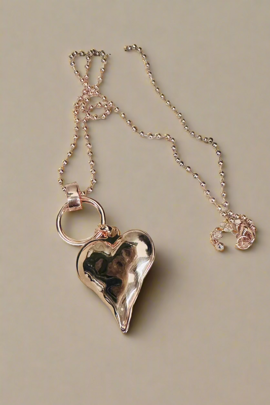 Paris Heart Necklace- Rose Gold