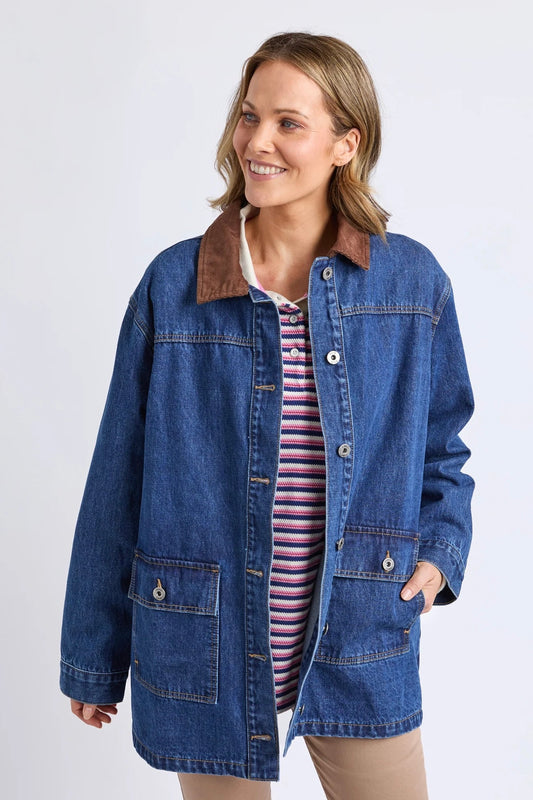 Elm Lilian Denim Barn Jacket - Mid Blue Wash