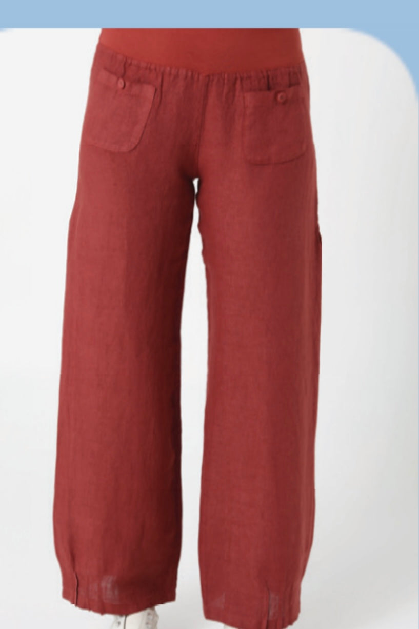 Italian Relax Linen Pant - Rust