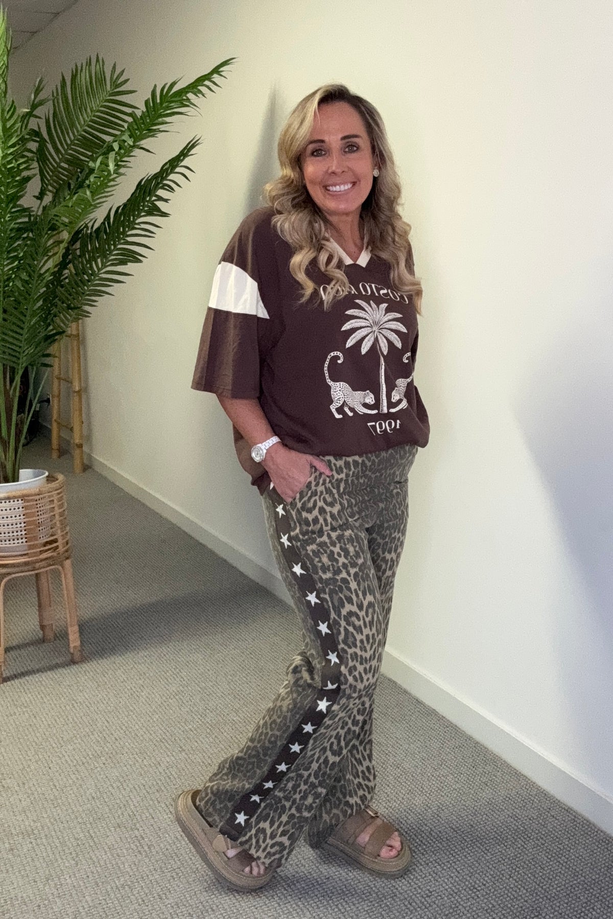 Leopard Chocolate Star Racer Jean