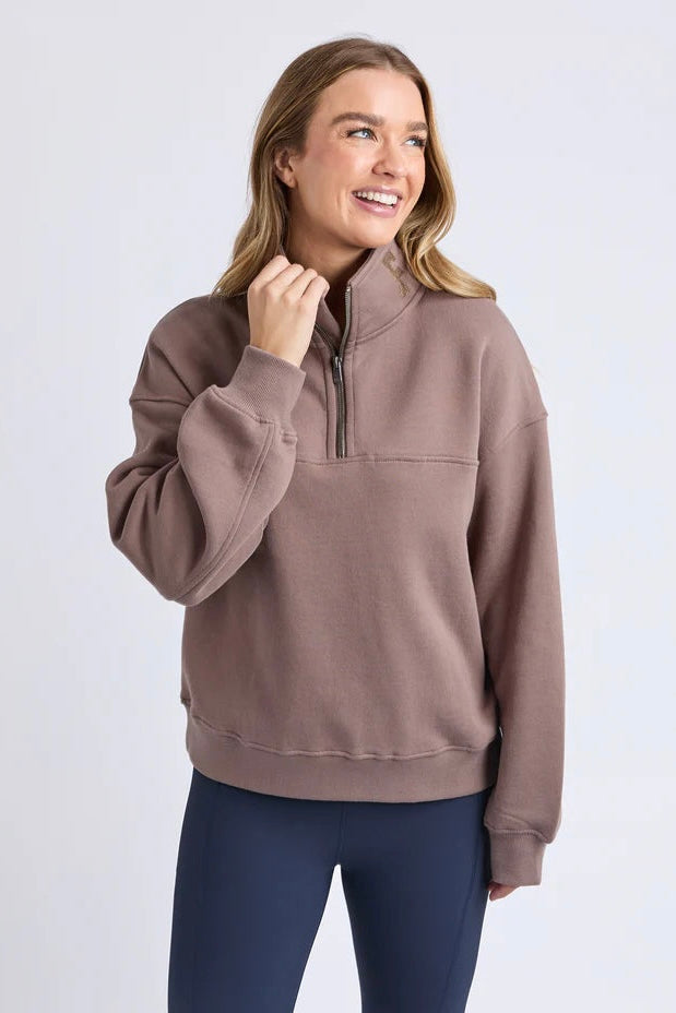 College Zip Crew- Mocha