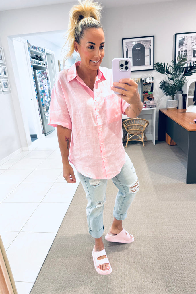 Vacation Linen Shirt - Pink
