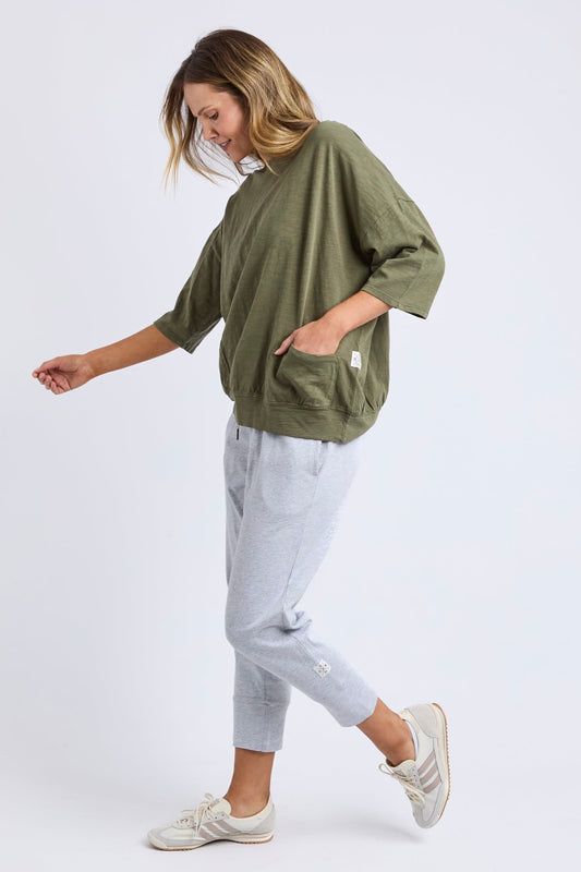 Mazie Round Sweat - Dark Khaki