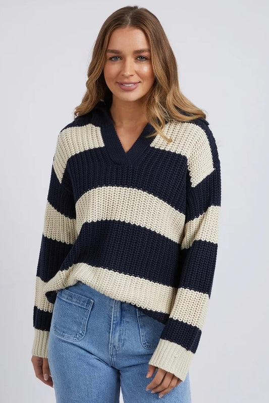 Estella Stripe Knit - Navy Off White