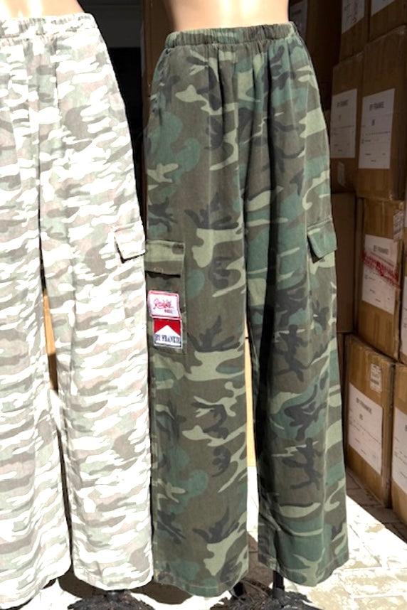 Camo Wide Leg Jean- Green