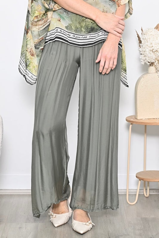 Italian Silk Pant - Khaki