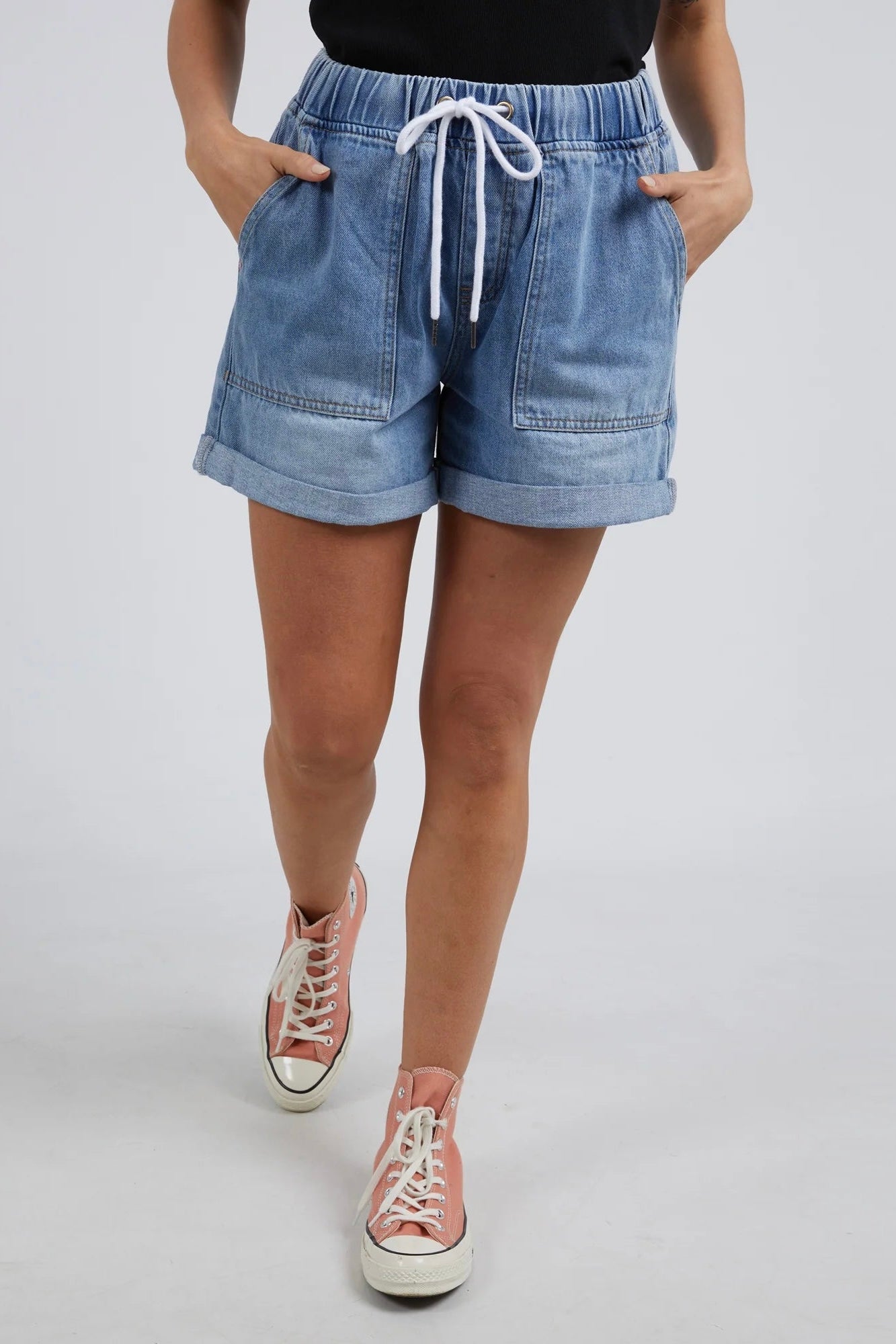 Emma Relaxed Denim Short- Mid Blue Wash