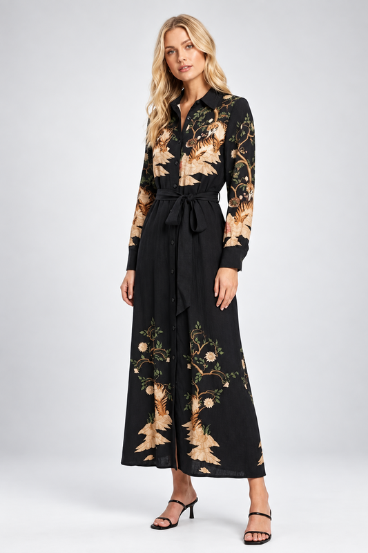 Tiger Maxi Dress - Black