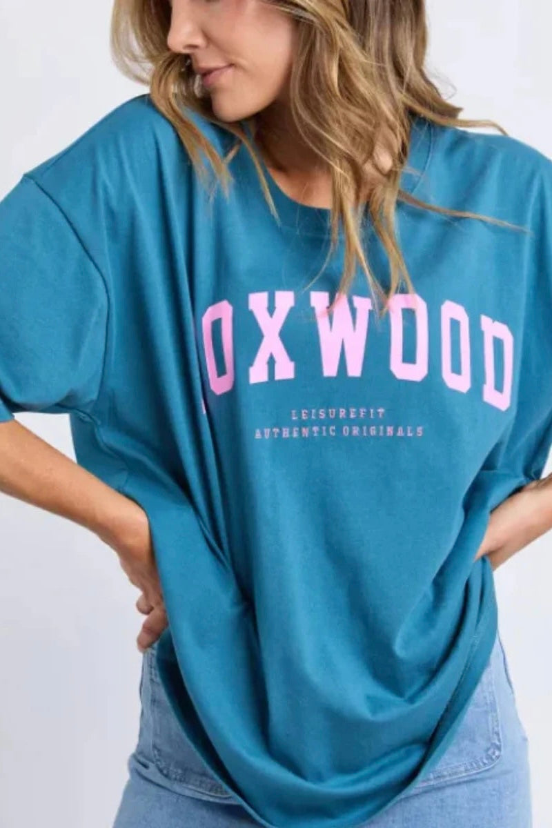 Interval Tee- Ocean with Neon Pink
