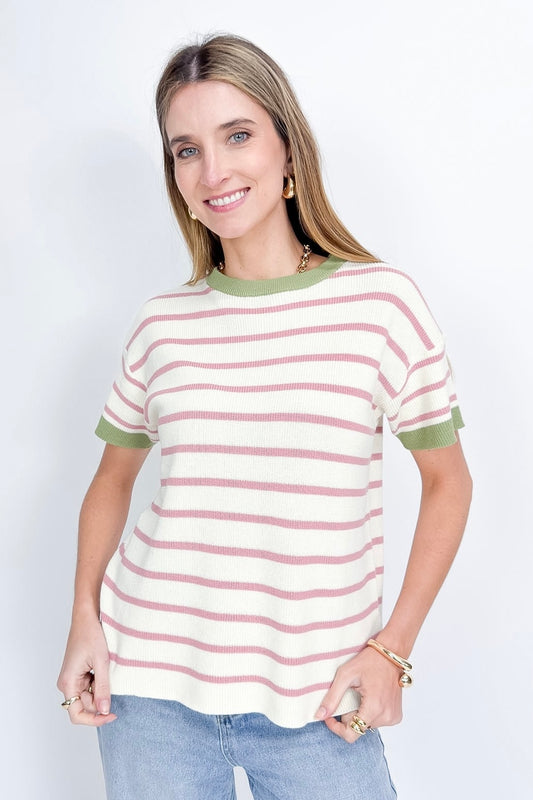 Knit Stripe Knit - Cream/Pink/Khaki