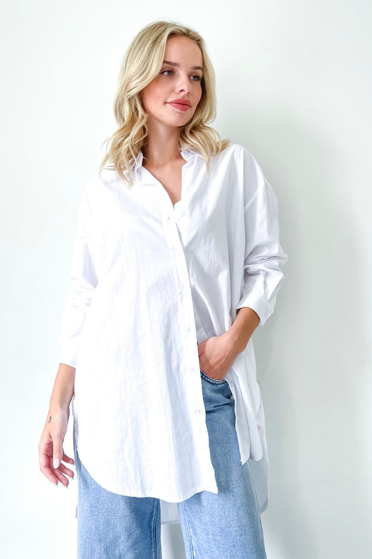 Long Line Oversized Shirt - White