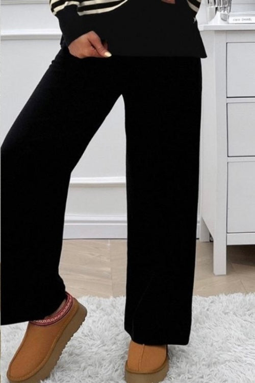 Knit Wide Leg Pant - Black