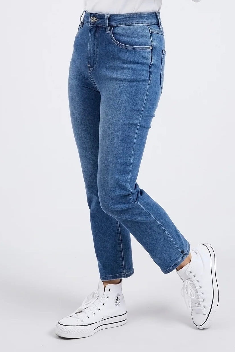 Ada Straight Leg Jean - Washed Blue Denim