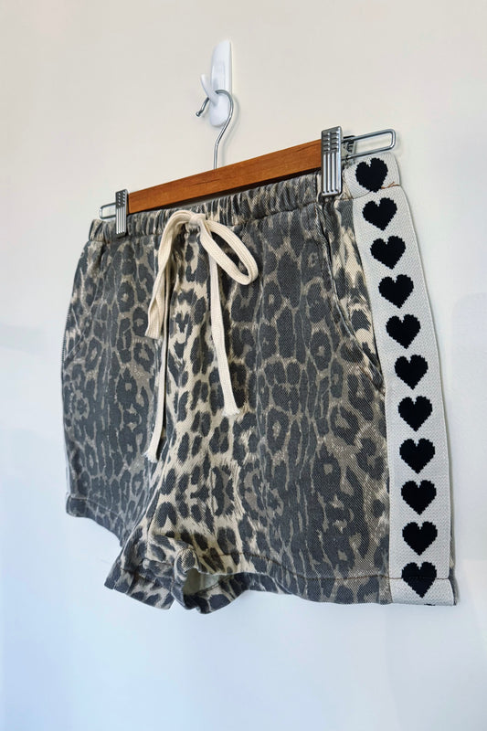 Camo Heart Shorts- Cream/Charcoal