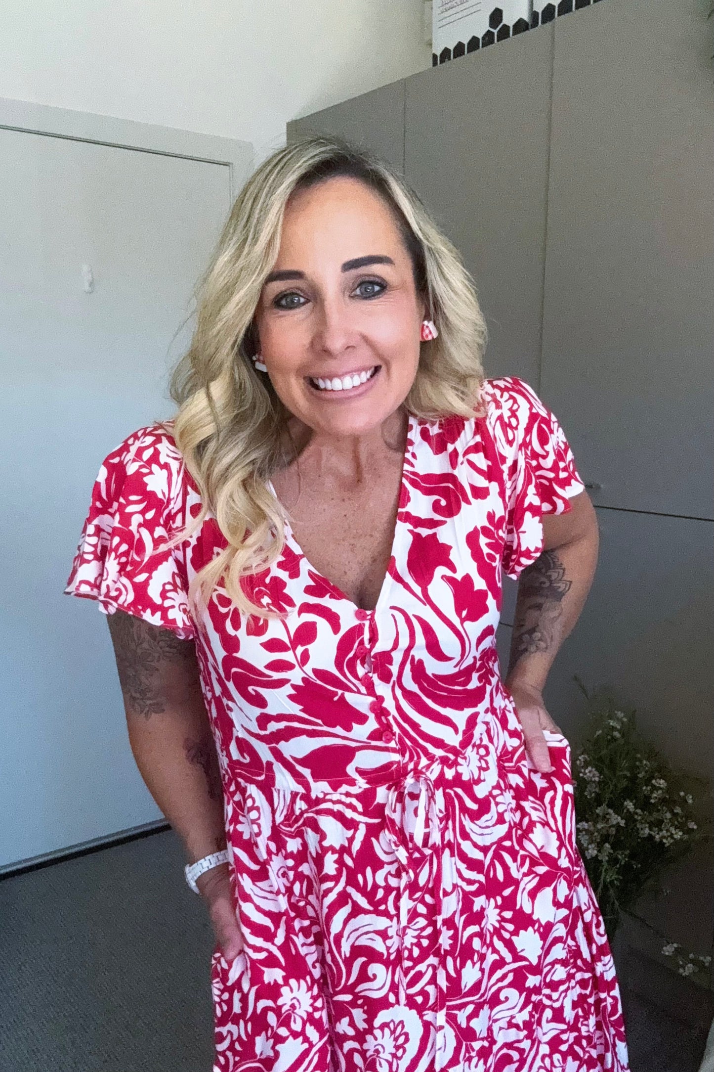 Aster Button Dress- Festive