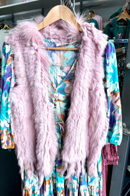 Rabbit Fur Vest - Pink