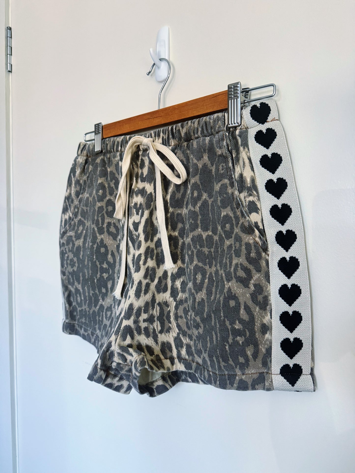 Camo Heart Shorts- Cream/Charcoal