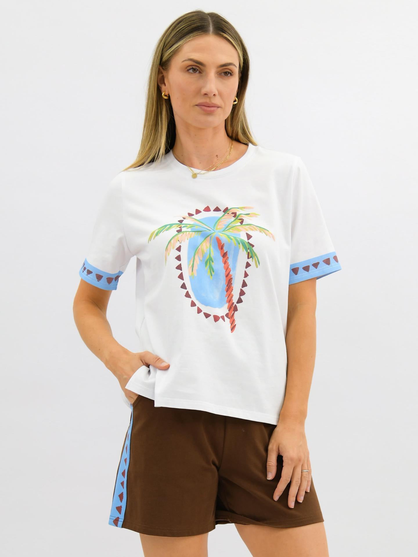 Palm Tree Tee- White