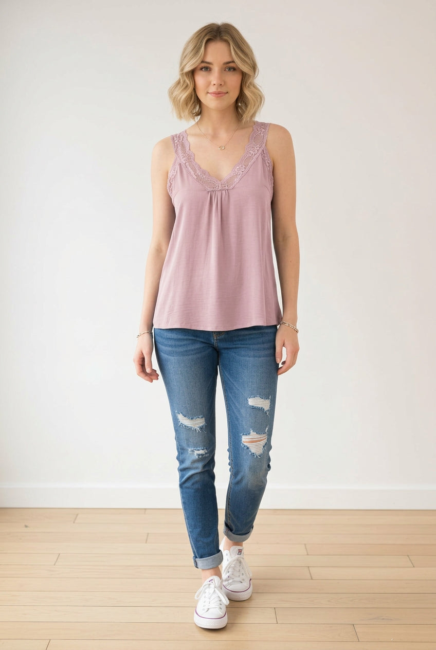 Lace Cami - Dusty Pink