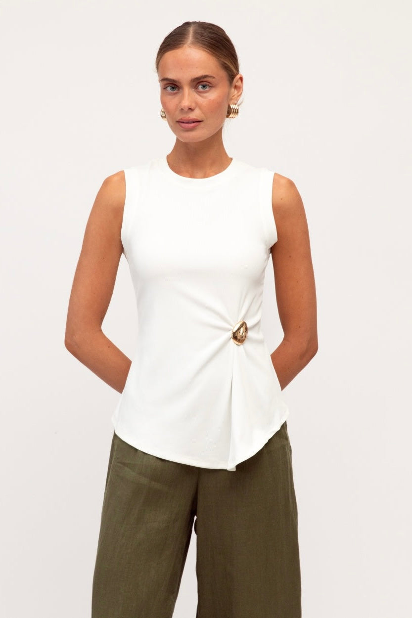 Statement Rib Tank - White
